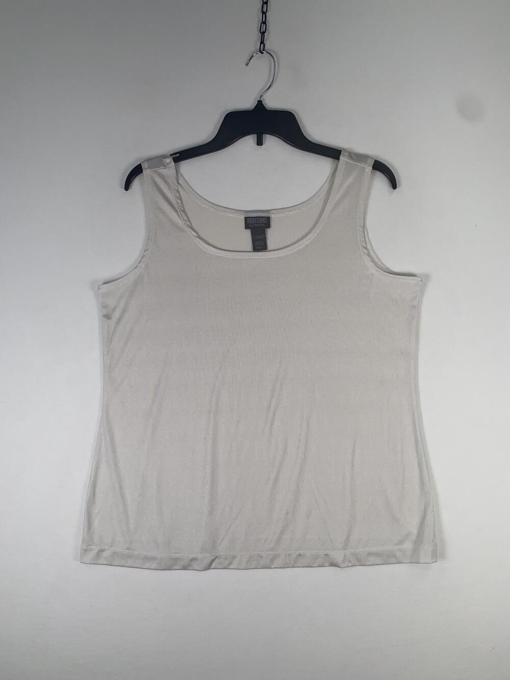 Additions By Chico's Tank Top Womens 2 White Solid Scoop Neck Stretch Jersey
